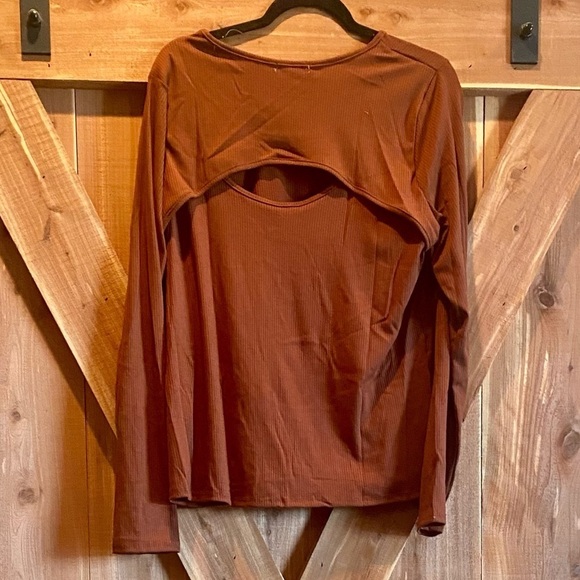 White Birch L/S Back Keyhole Top, Size:XL, Color: Rust - Picture 3 of 6